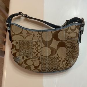 Vintage Coach blue and tan printed mini bag
